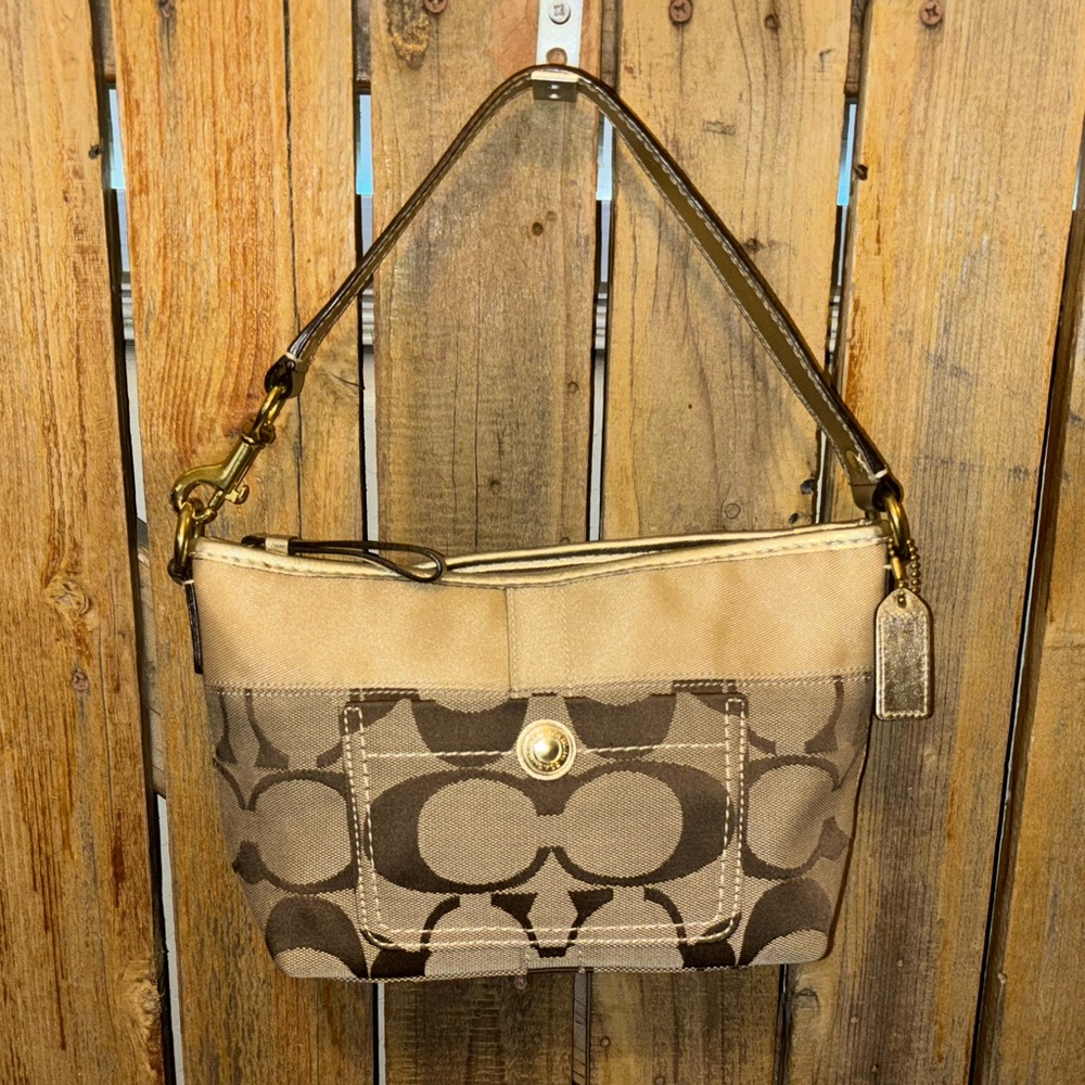 Coach Signature Brown Canvas Sml Satchel